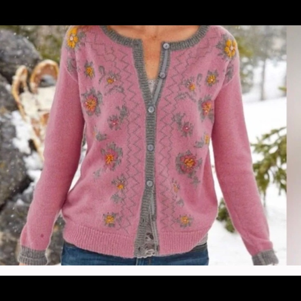 Sundance Ellie Bloom Beaded Cardigan Size M
